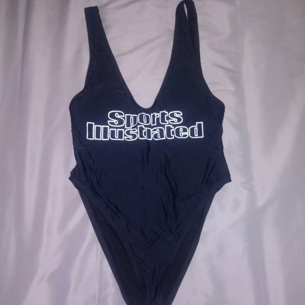 Black Sports Illustrated Deep V One Piece Swimsuit